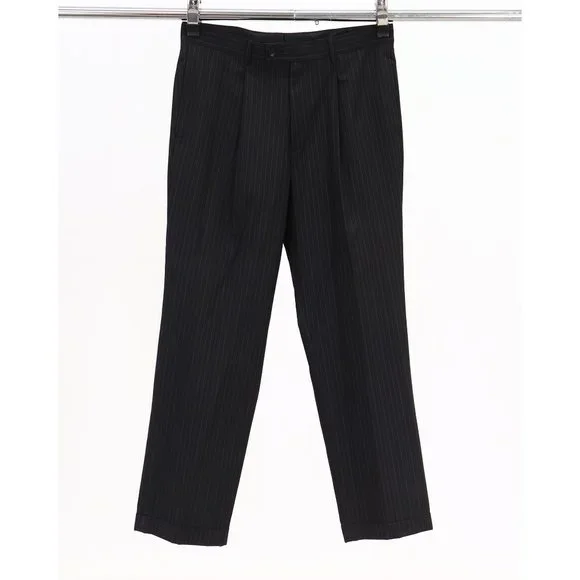 J. Ferrar 40L 36x32 Black Striped 3-Button Suit R259